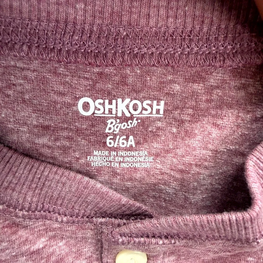 Lot Of 2 OshKosh B'gosh Henley Shirt Toddler Boys 6/6A Gray Pink Cotton Pullover